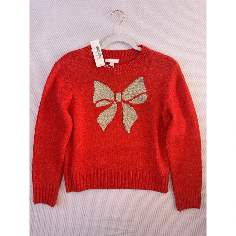 NWT Gianni Bini Little Girls Long Sleeve Glitter Bow Sweater Size‎ XL (16)